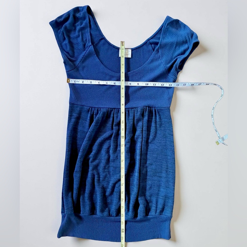 Pretty Good Royal Blue Short Sleeve Mixed Media Top - Picture 4 of 4